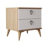 Comodino 2 cassetti quercia e bianco 52x45x55h cm - Pilar