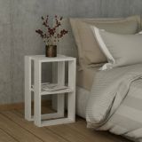 Comodino 2 ripiani bianco 30x30x55h cm - Alfreda