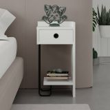 Comodino 2 ripiani bianco 32x30x61h cm - Halola