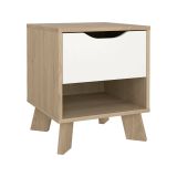 Comodino 2 ripiani rovere e bianco 40x39x47h cm - Zuglio