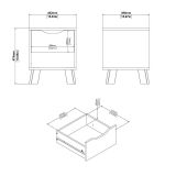 Comodino 2 ripiani rovere e bianco 40x39x47h cm - Zuglio