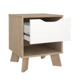 Comodino 2 ripiani rovere e bianco 40x39x47h cm - Zuglio