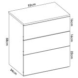 Comodino 3 cassetti bianco 52x34x58h cm - Arnold