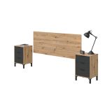 Comodino 3 cassetti legno e antracite 160x40x60h cm - Allan