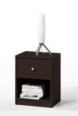 Comodino a un cassetto, colore marrone, cm 37.9 x 48.4 x 30.1