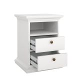 Comodino Arielle, Comò basso, Tavolino da notte, Mensola da letto, 44x40 h59 cm, Bianco