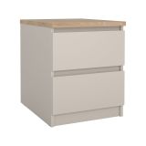 Comodino Beige 2 Cassetti un Ripiano 40x40x50h cm, Apertura Scorrevole - Azar