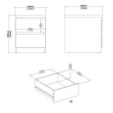 Comodino Beige 2 Cassetti un Ripiano 40x40x50h cm, Apertura Scorrevole - Azar