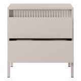 Comodino Beige 2 Cassetti un Ripiano 54x40x56h cm, Apertura Scorrevole - Gasalisa
