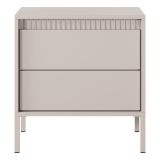 Comodino Beige 2 Cassetti un Ripiano 54x40x56h cm, Apertura Scorrevole - Gasalisa