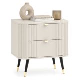 Comodino Beige Cashmere Nero 2 Cassetti Apertura Scorrevole 40x59x60h cm, Chiusura Scorrevole - Lelitira