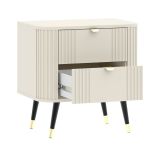 Comodino Beige Cashmere Nero 2 Cassetti Apertura Scorrevole 40x59x60h cm, Chiusura Scorrevole - Lelitira