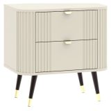Comodino Beige Cashmere Nero 2 Cassetti Apertura Scorrevole 40x59x60h cm, Chiusura Scorrevole - Lelitira