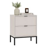 Comodino Beige Cashmere Nero 2 Cassetti Apertura Scorrevole 50x40x69h cm, Chiusura Scorrevole - Leloline