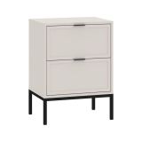 Comodino Beige Cashmere Nero 2 Cassetti Apertura Scorrevole 50x40x69h cm, Chiusura Scorrevole - Leloline