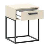 Comodino Beige Cashmere un Cassetto Apertura Scorrevole 40x39x52h cm, Chiusura Scorrevole - Lelimapa