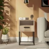 Comodino Beige Cashmere un Cassetto un Ripiano 40x39x65h cm, Apertura Scorrevole - Lehadasa