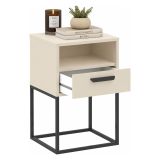 Comodino Beige Cashmere un Cassetto un Ripiano 40x39x65h cm, Apertura Scorrevole - Lehadasa