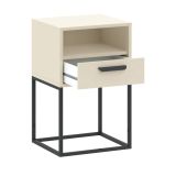 Comodino Beige Cashmere un Cassetto un Ripiano 40x39x65h cm, Apertura Scorrevole - Lehadasa