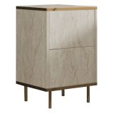 Comodino Beige Marmo oro un Ripiano Apertura Battente 40x35x60h cm, Un'anta - Vestone