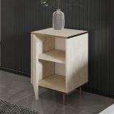 Comodino Beige Marmo oro un Ripiano Apertura Battente 40x35x60h cm, Un'anta - Vestone