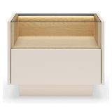 Comodino Beige Marrone Rovere un Cassetto 2 Ripiani 53x40x43h cm, Apertura Push-pull - Veirra