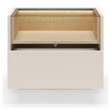 Comodino Beige Marrone Rovere un Cassetto 2 Ripiani 53x40x43h cm, Apertura Push-pull - Veirra