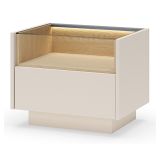 Comodino Beige Marrone Rovere un Cassetto 2 Ripiani 53x40x43h cm, Apertura Push-pull - Veirra