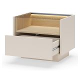 Comodino Beige Marrone Rovere un Cassetto 2 Ripiani 53x40x43h cm, Apertura Push-pull - Veirra