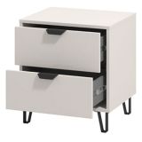 Comodino Beige Nero un Ripiano 2 Cassetti 48x40x52h cm, Apertura Scorrevole - Scarlino