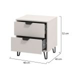 Comodino Beige Nero un Ripiano 2 Cassetti 48x40x52h cm, Apertura Scorrevole - Scarlino