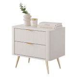 Comodino Beige oro 2 Cassetti un Ripiano 63x38x55h cm, Apertura Scorrevole - Baari