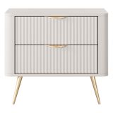 Comodino Beige oro 2 Cassetti un Ripiano 63x38x55h cm, Apertura Scorrevole - Baari