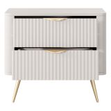 Comodino Beige oro 2 Cassetti un Ripiano 63x38x55h cm, Apertura Scorrevole - Baari
