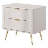 Comodino Beige oro 2 Cassetti un Ripiano 63x38x55h cm, Apertura Scorrevole - Baari