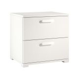 Comodino Bianco 2 Cassetti un Ripiano 50x40x45h cm, Apertura Scorrevole - Petri