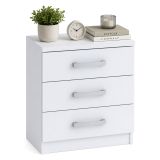 Comodino Bianco 3 Cassetti Apertura Scorrevole 46x43x59h cm, Chiusura Scorrevole - Lebale