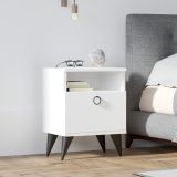 Comodino Bianco Apertura Battente Un'anta 40x40x50h cm, Chiusura Battente - Maenza