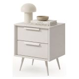 Comodino Bianco Cashmere 2 Cassetti un Ripiano 52x40x57h cm, Apertura Scorrevole - Garo