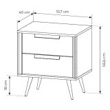 Comodino Bianco Cashmere 2 Cassetti un Ripiano 52x40x57h cm, Apertura Scorrevole - Garo