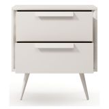 Comodino Bianco Cashmere 2 Cassetti un Ripiano 52x40x57h cm, Apertura Scorrevole - Garo