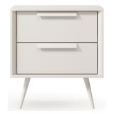 Comodino Bianco Cashmere 2 Cassetti un Ripiano 52x40x57h cm, Apertura Scorrevole - Garo