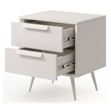 Comodino Bianco Cashmere 2 Cassetti un Ripiano 52x40x57h cm, Apertura Scorrevole - Garo