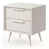 Comodino Bianco Cashmere 2 Cassetti un Ripiano 52x40x57h cm, Apertura Scorrevole - Garo