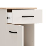 Comodino Bianco Crema Marrone Rovere un Cassetto un Ripiano 41x40x54h cm, Apertura Battente, Scorrevole - Punak