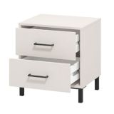 Comodino Bianco Crema Nero un Ripiano 2 Cassetti 48x40x52h cm, Apertura Scorrevole - Clanezzo