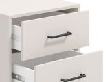 Comodino Bianco Crema Nero un Ripiano 2 Cassetti 48x40x52h cm, Apertura Scorrevole - Clanezzo
