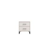 Comodino Bianco Crema Nero un Ripiano 2 Cassetti 48x40x52h cm, Apertura Scorrevole - Clanezzo