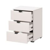 Comodino Bianco Crema Nero un Ripiano 3 Cassetti 45x40x63h cm, Apertura Scorrevole - Talana