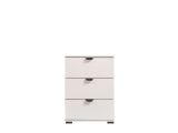 Comodino Bianco Crema Nero un Ripiano 3 Cassetti 45x40x63h cm, Apertura Scorrevole - Talana